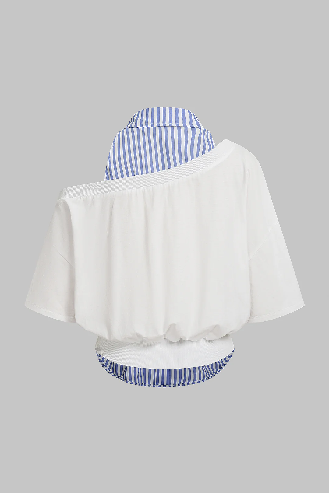 Patchwork Asymmetrical Short Sleeve T-Shirt - Flockneti