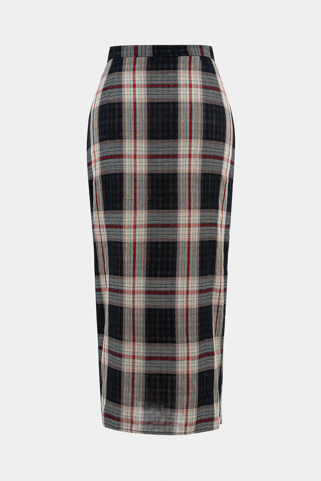 Plaid Print Tie Front High Waist Skirt - Flockneti