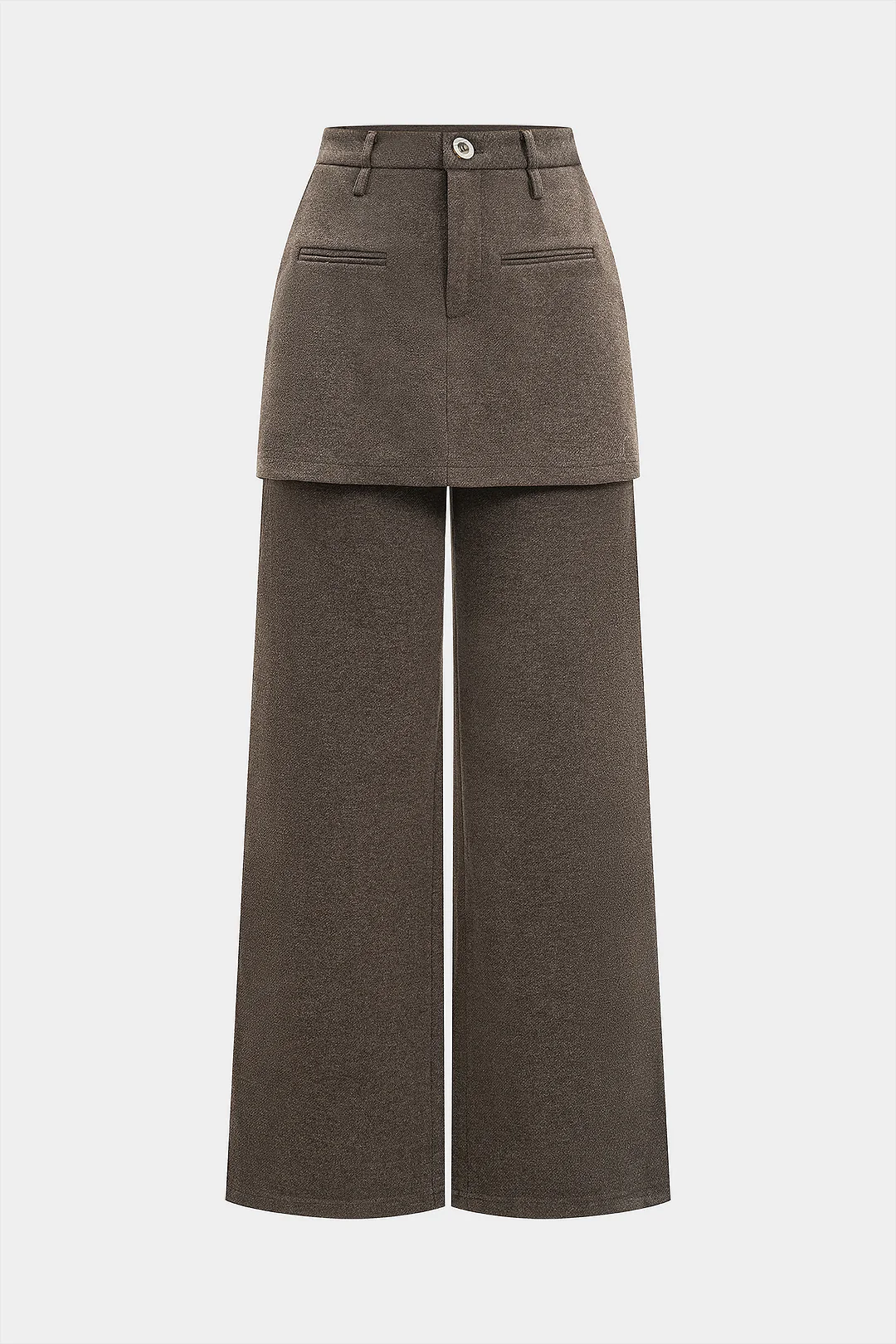 Solid Fake Pockets Straight Leg Zipper Pants - Flockneti