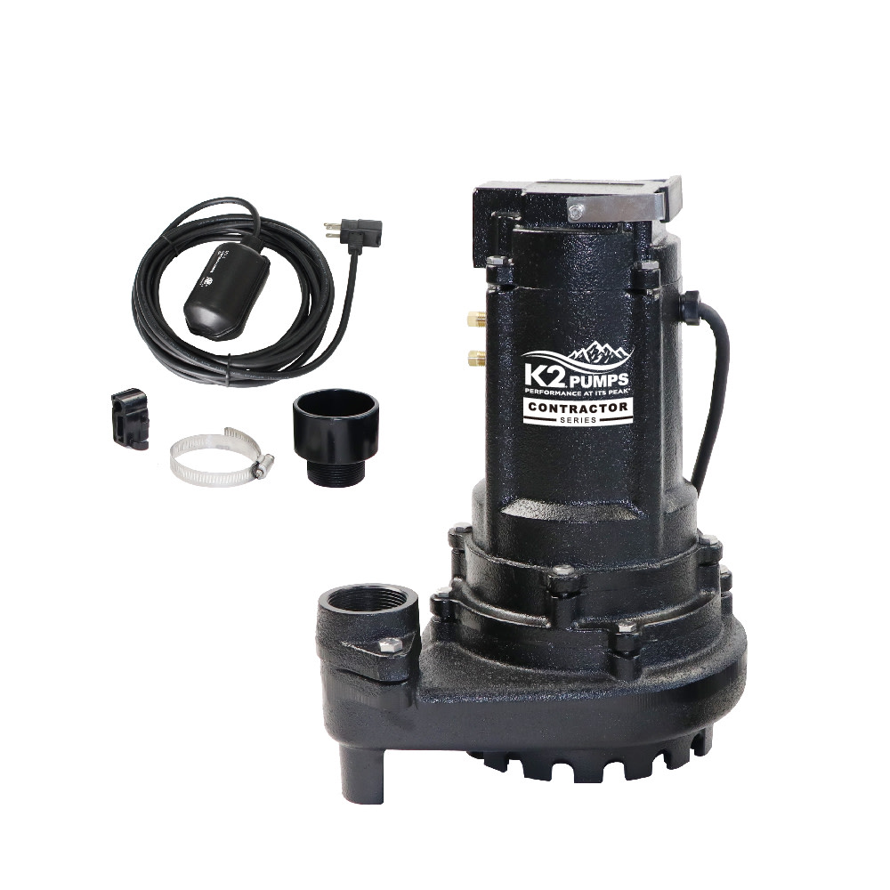 K2 Pumps CONTRACTOR SERIES 1/2 HP Cast Iron Sump Pump Automatic - Flockneti