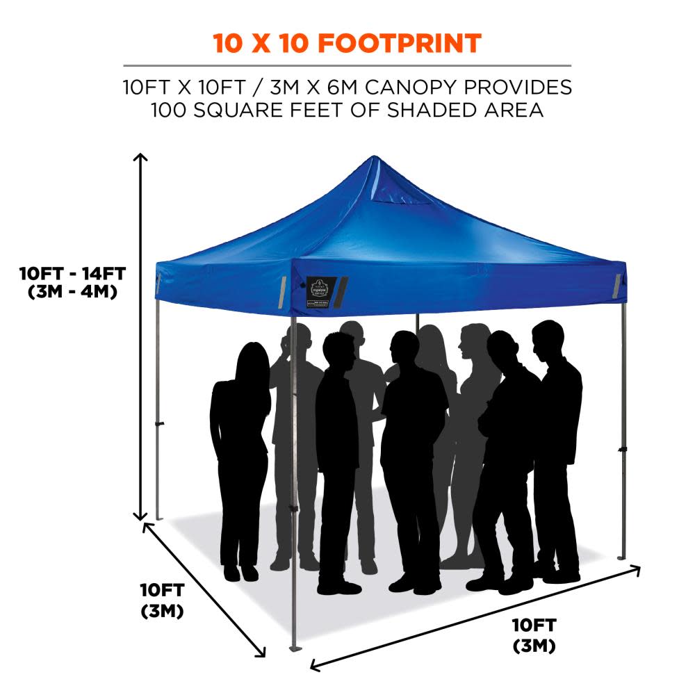 Ergodyne Shax 6000 Single Blue Heavy Duty Pop Up Tent 10′ x 10′ - Flockneti