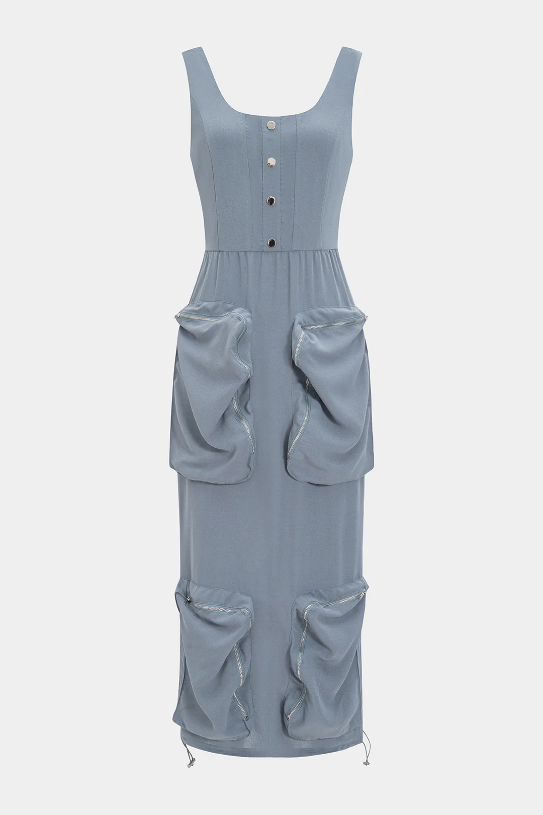 Chiffon Pocket Tank Sleeveless Maxi Dress - Flockneti