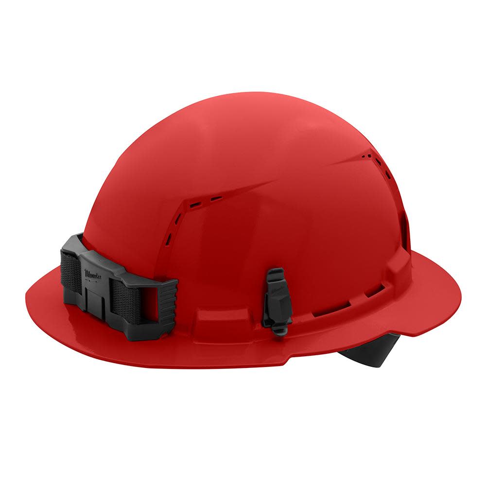 Milwaukee Red Full Brim Vented Hard Hat with 4pt Ratcheting Suspension Type 1 Class C - Flockneti