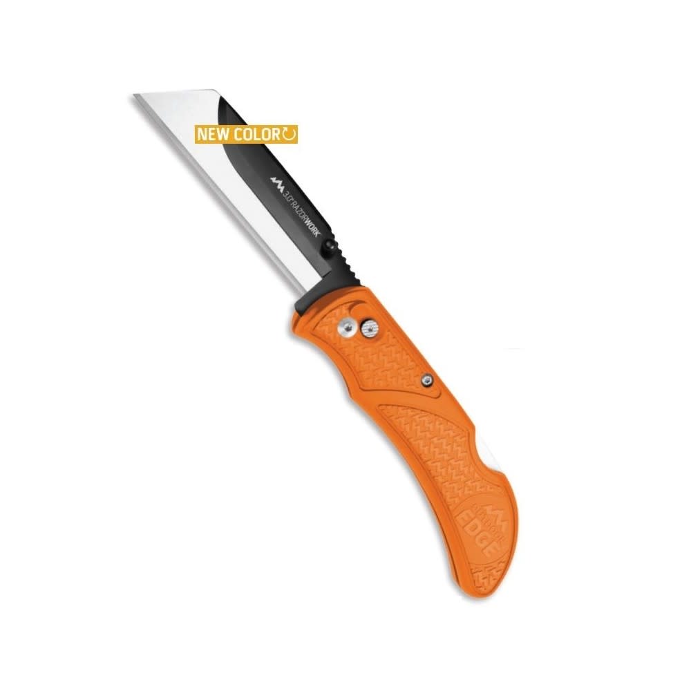 Outdoor Edge RazorWork Folding Knife Orange 3″ with 3 Blades - Flockneti
