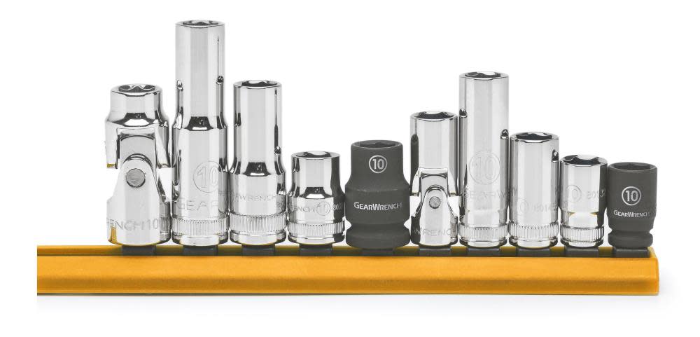 GEARWRENCH 1/4″ and 3/8″ Drive 6 Point 10mm Socket Set 10pc - Flockneti