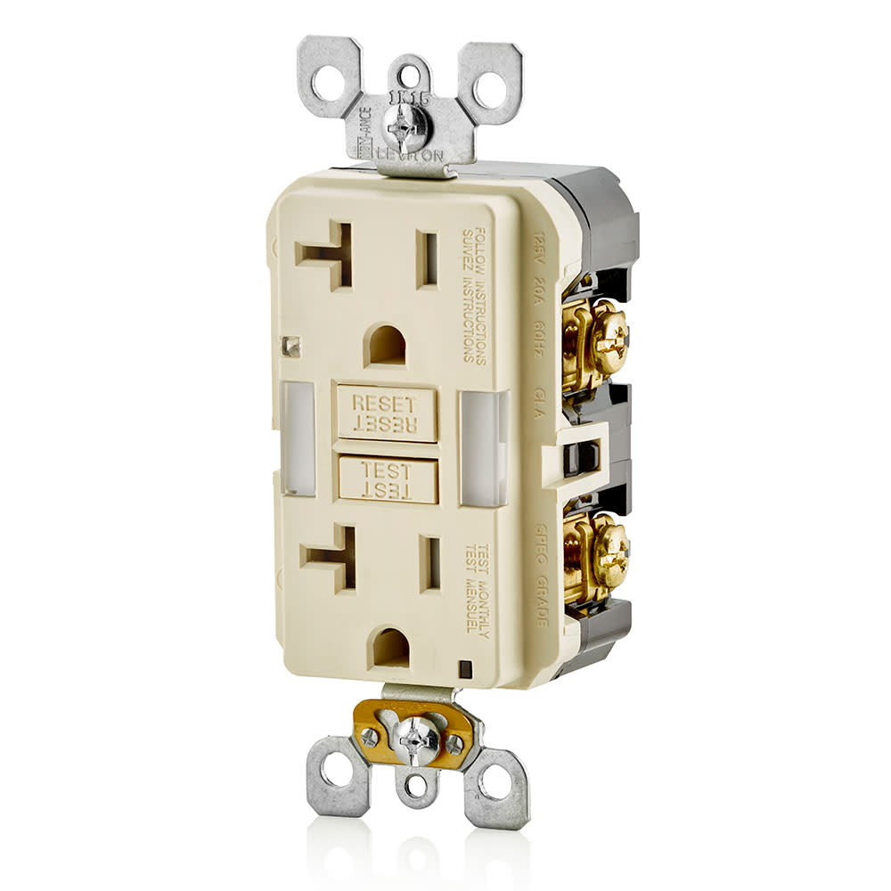 Leviton SmartlockPro GFCI Outlet 20A 125V Duplex Light Almond NEMA - Flockneti