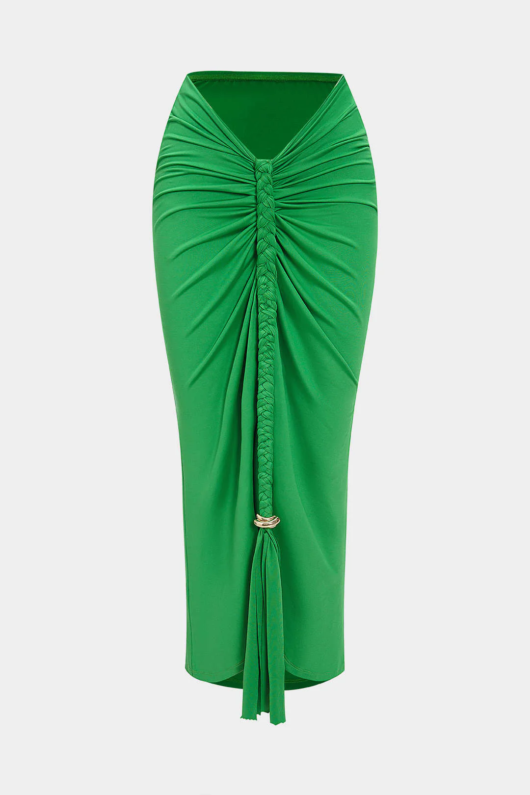Metallic Decor Braided Ruched Skirt - Flockneti