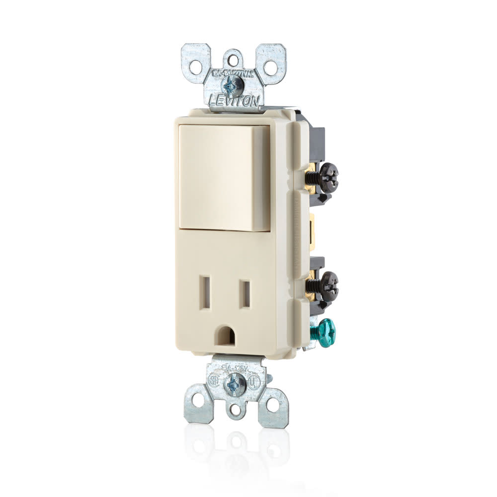 Leviton Decora Switch & Receptacle/Outlet 15A Light Almond Combination - Flockneti