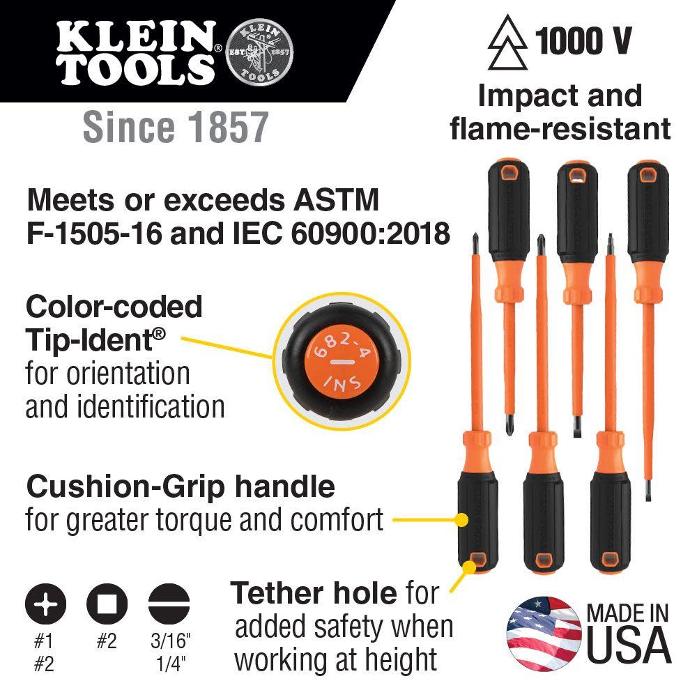 Klein Tools Screwdriver Set 1000V Insul 6 Pc - Flockneti