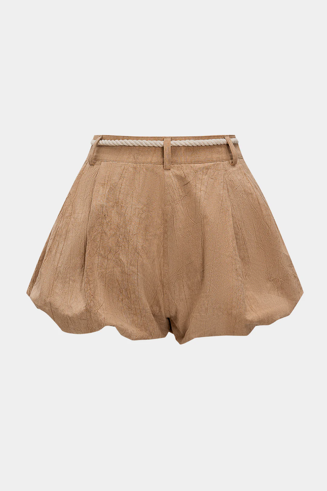 Solid Belted Ruched Shorts - Flockneti