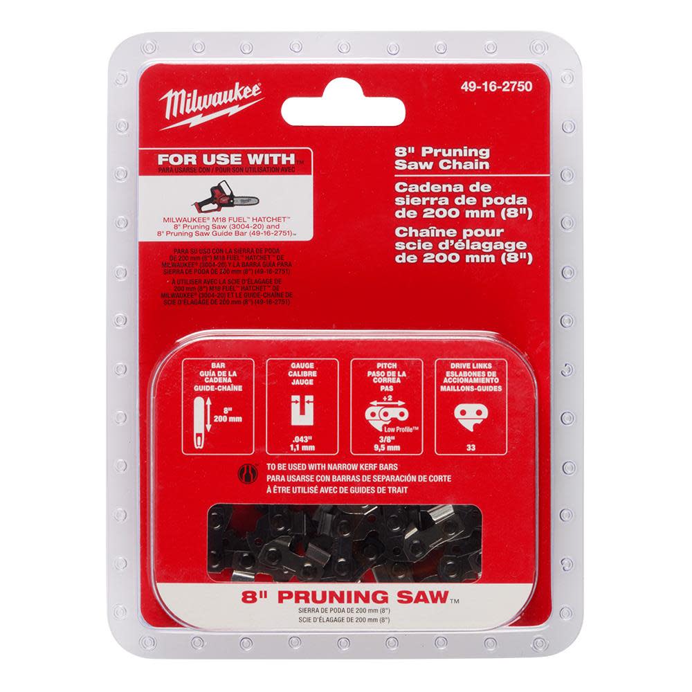 Milwaukee 8″ Pruning Saw Chain - Flockneti