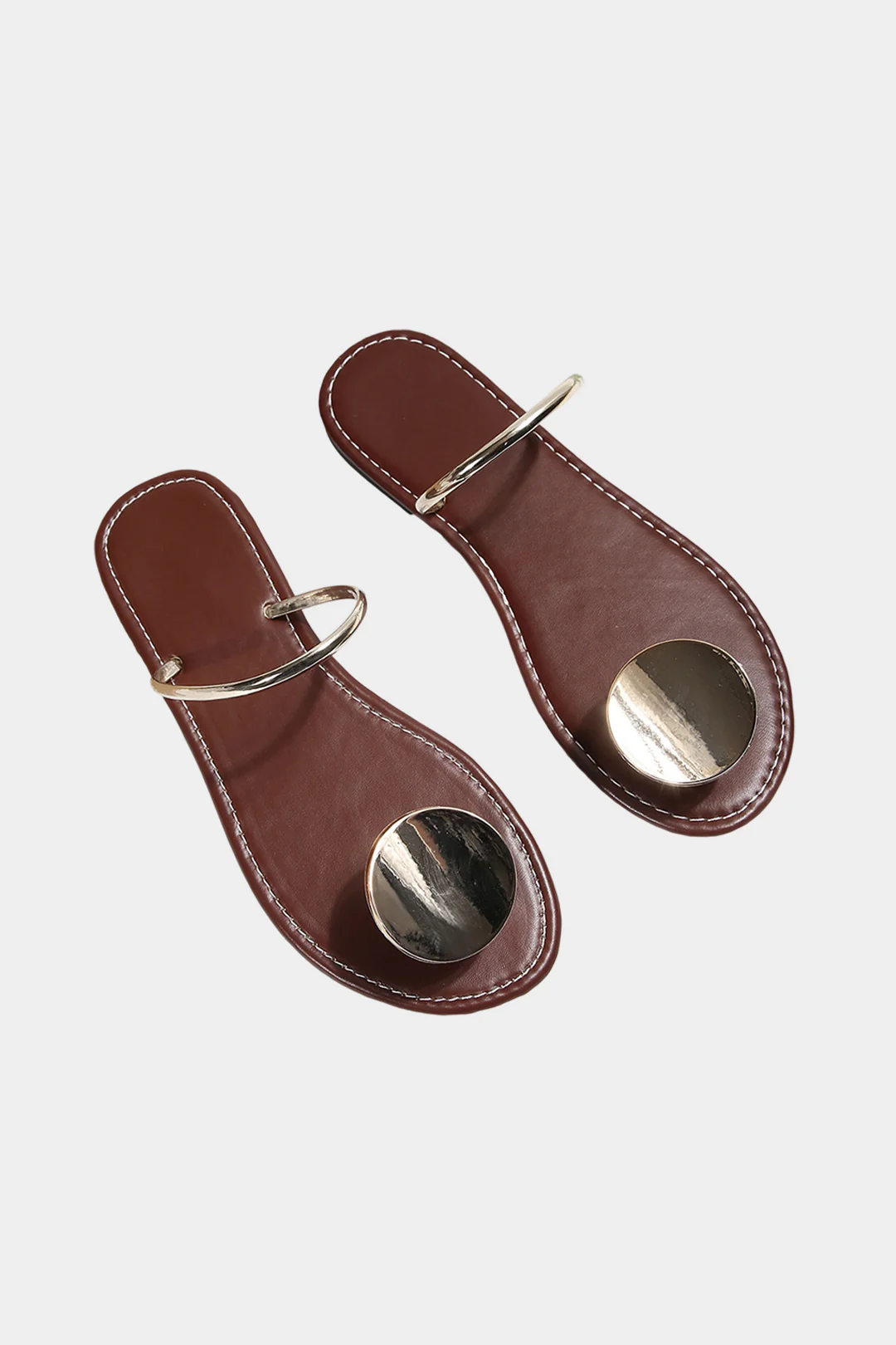 Metallic Round Decor Ring Sandals - Flockneti