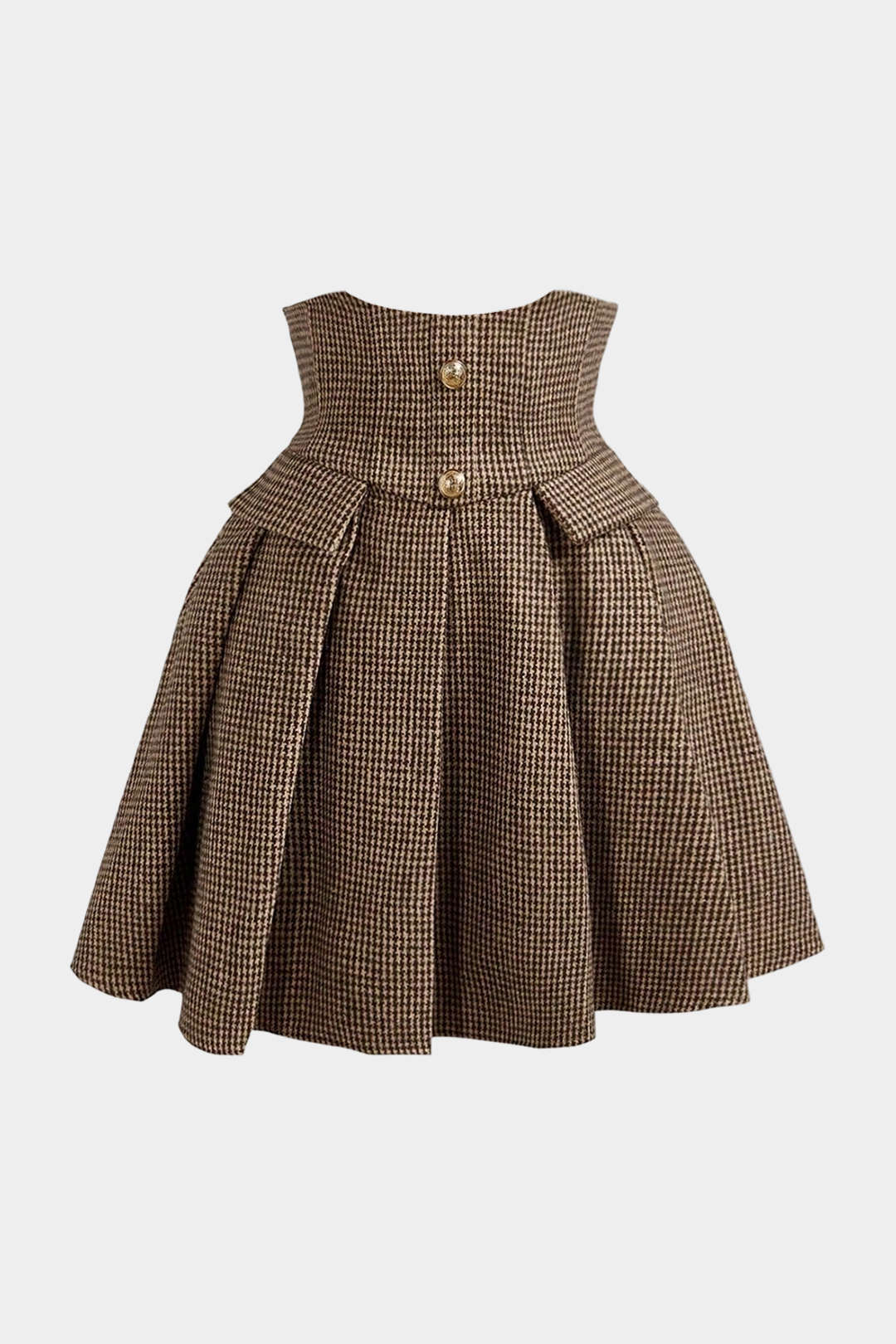 Houndstooth Print Pleated Mini Skirt - Flockneti