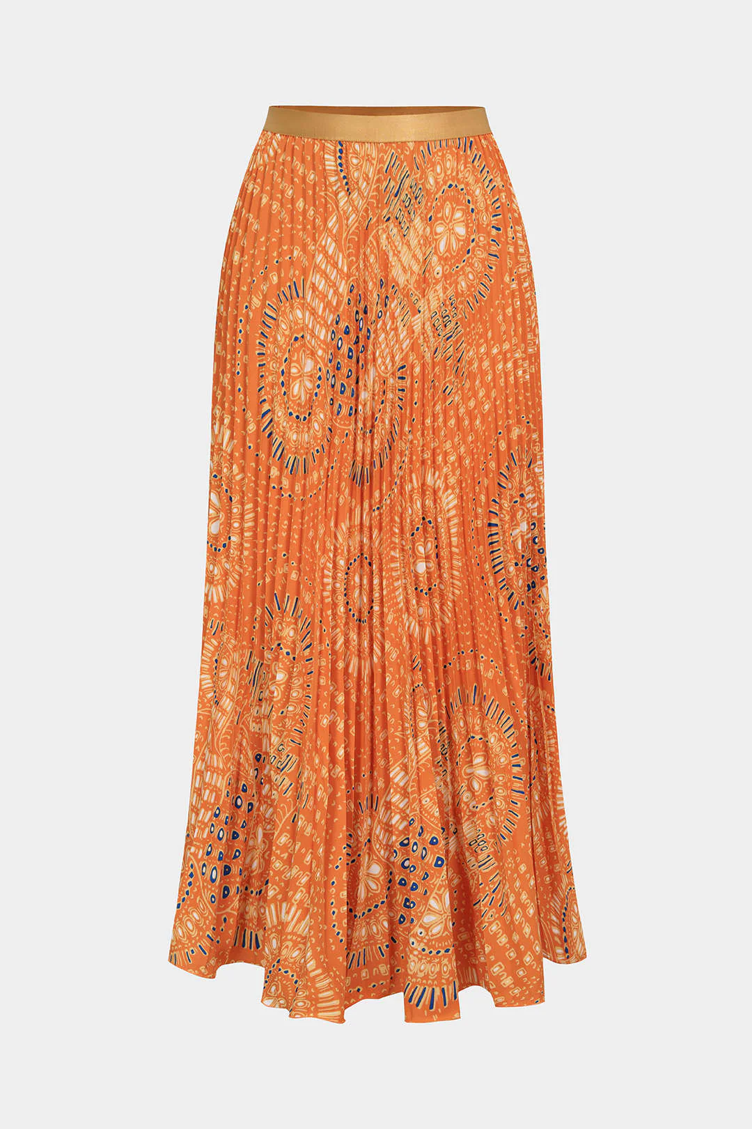Retro Print Pleated High Waist Skirt - Flockneti