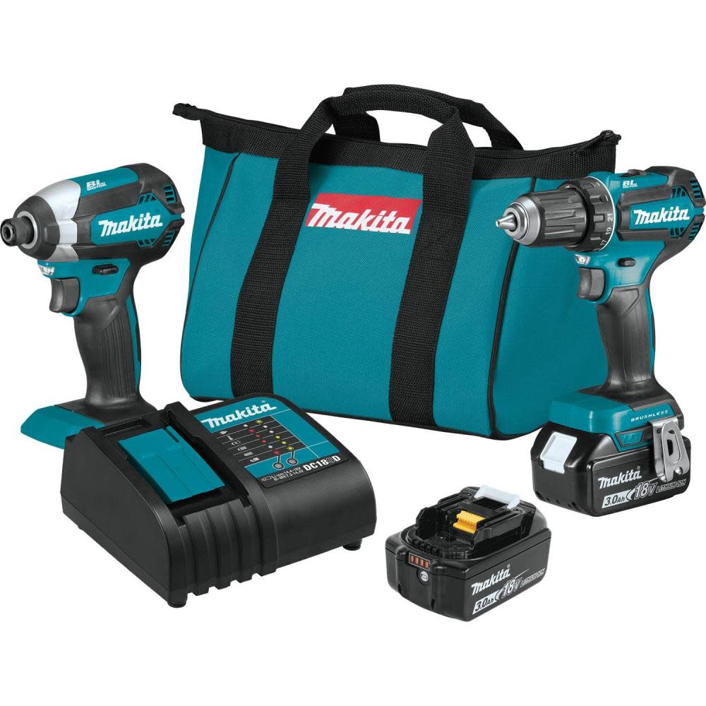 Makita 18V LXT Lithium-Ion Brushless Cordless 2-Pc. Combo Kit (3.0Ah) - Flockneti