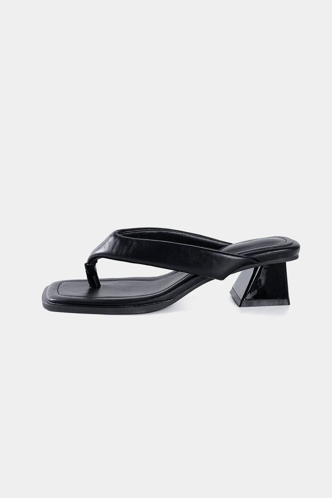 Leather Square Toe  Heel Sandals - Flockneti