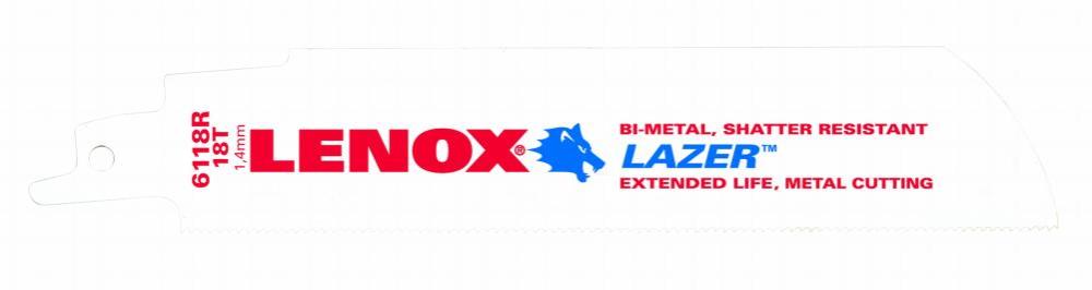Lenox 6 In. x 1 In. x 18 TPI LAZAR Reciprocating - Flockneti
