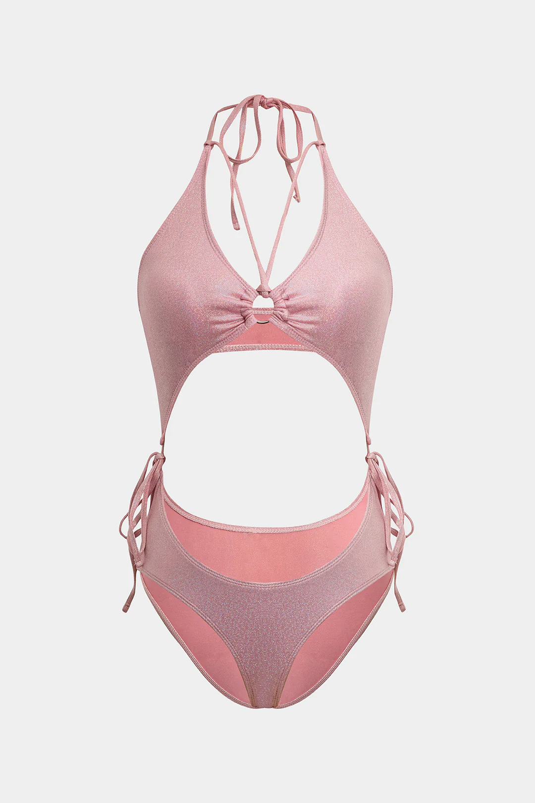 Halter Neck Tie-Up Cut Out Bikini Set - Flockneti
