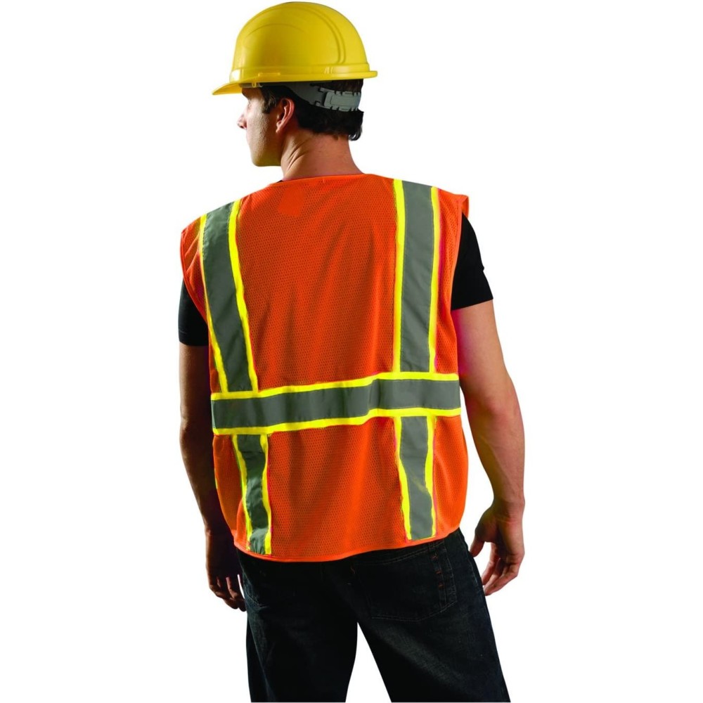 Occunomix Surveyor Safety Vest Orange High Visibility Classic Mesh Large - Flockneti