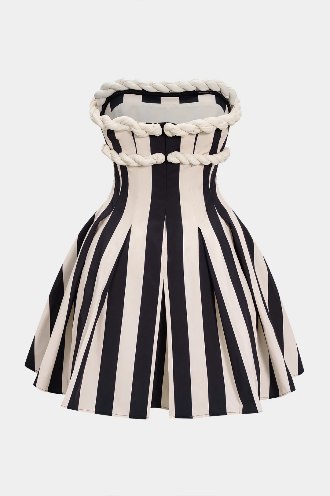 Stripes Print Twist Knot Strapless Sleeveless Mini Dress - Flockneti