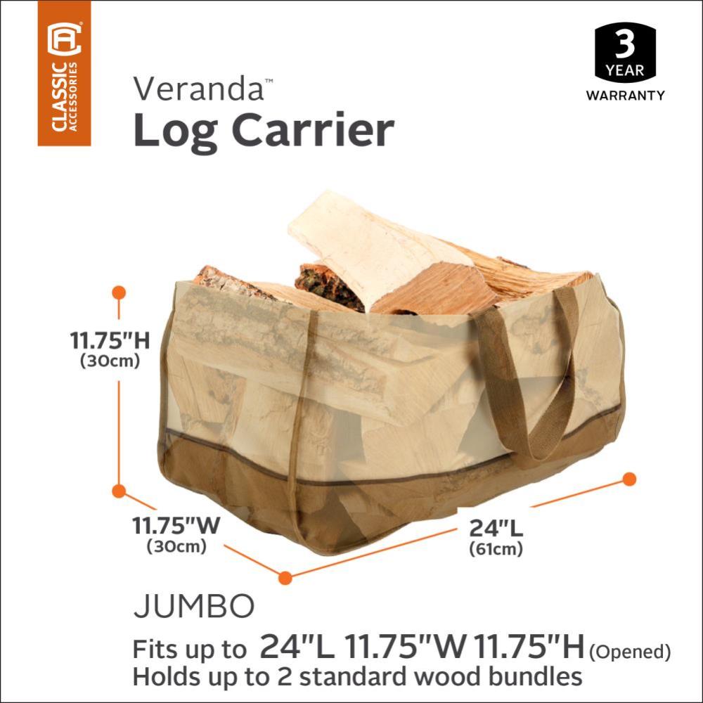 Classic Accessories 24.5-in L x 11.75-in W x 11.75-in H Polyester Firewood Cover - Flockneti
