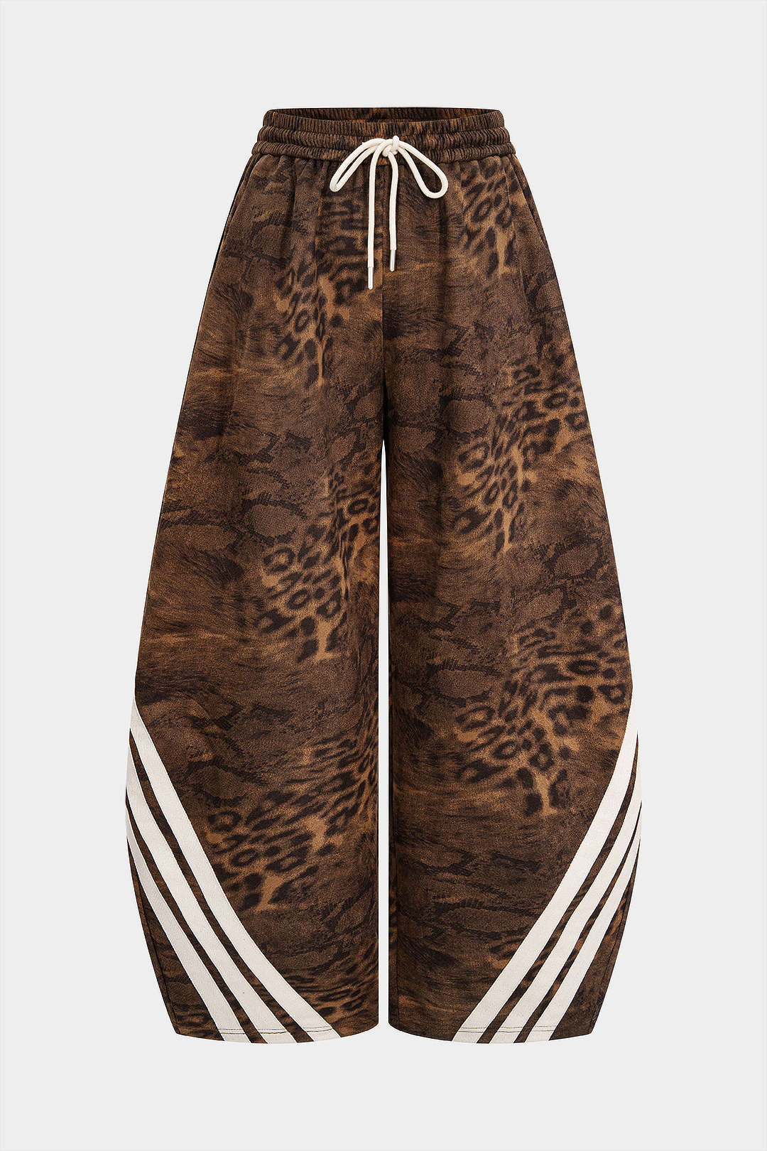 Suede Leopard Print Wide Leg Trousers - Flockneti