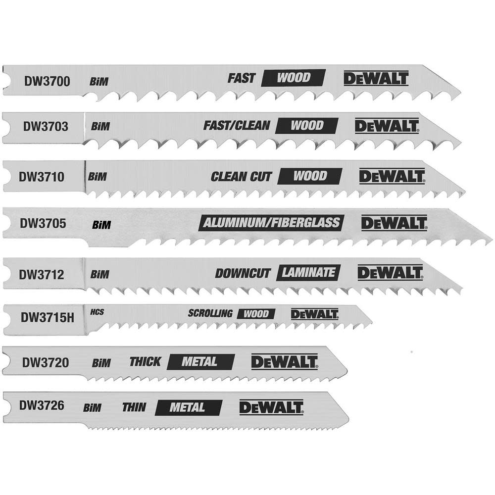 DEWALT 8 piece U-Shank Jig Saw Blade Set - Flockneti