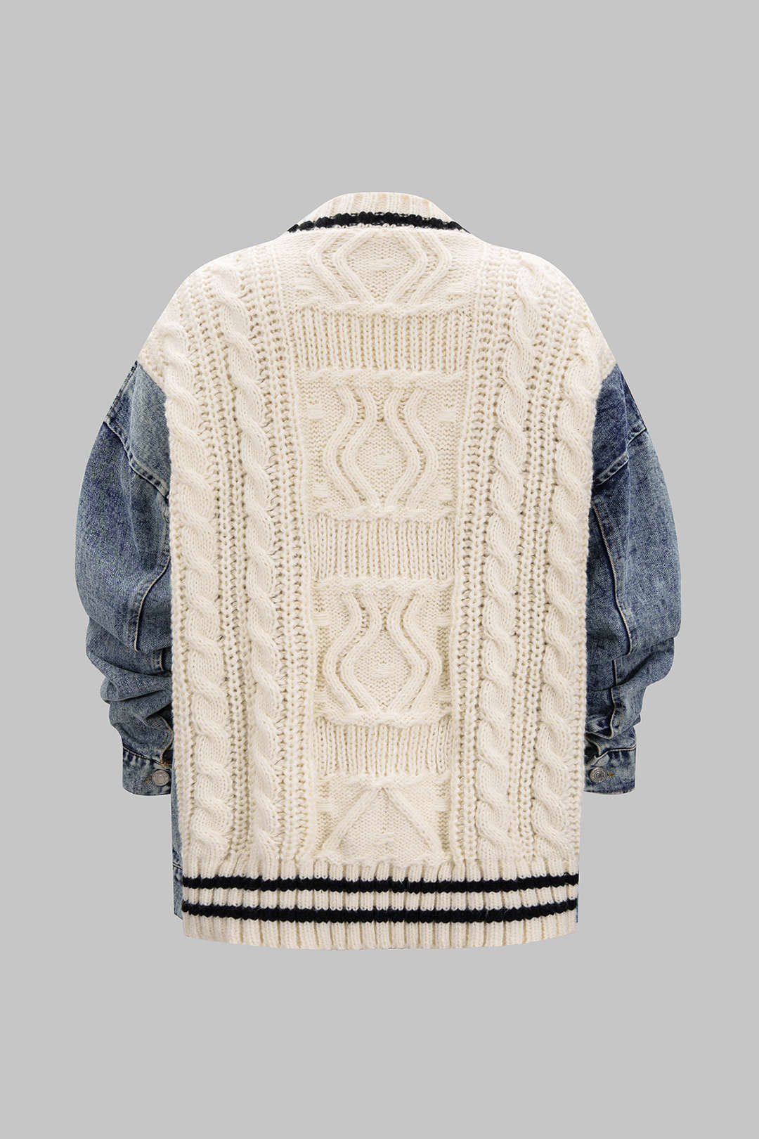 Denim Patchwork Knit Outerwear - Flockneti