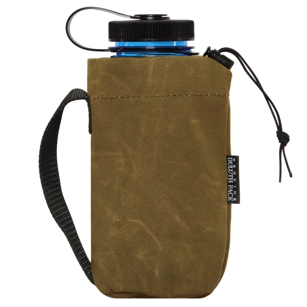 Duluth Pack Wax Khaki Canvas Water Bottle Pouch - Flockneti