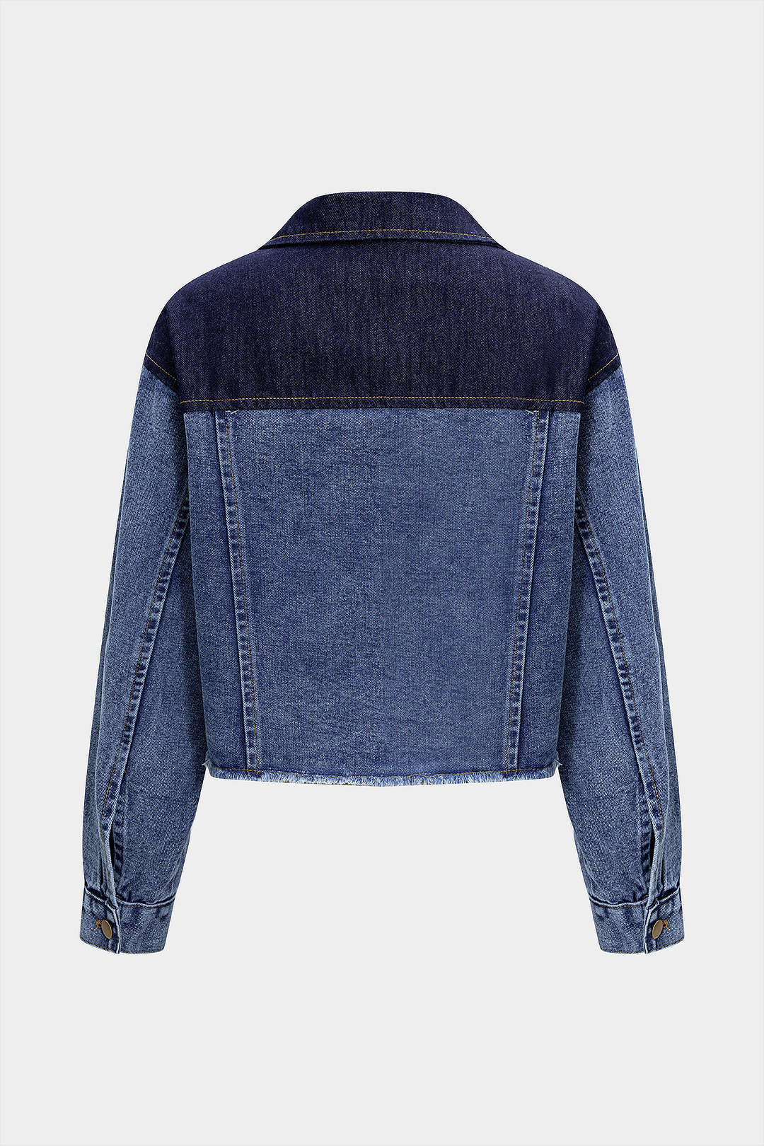 Denim Contrast Button Frayed Jacket - Flockneti
