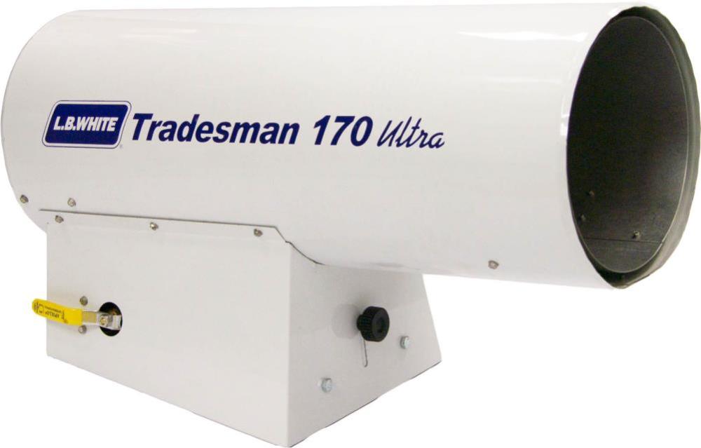 LB White Tradesman 170 Direct Fired 170k BTU Portable Natural Gas Heater with Diagnostic Light - Flockneti