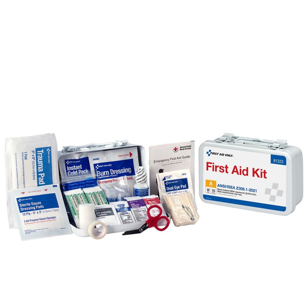First Aid Only First Aid Kit 10 Person Metal Case ANSI Portable - Flockneti