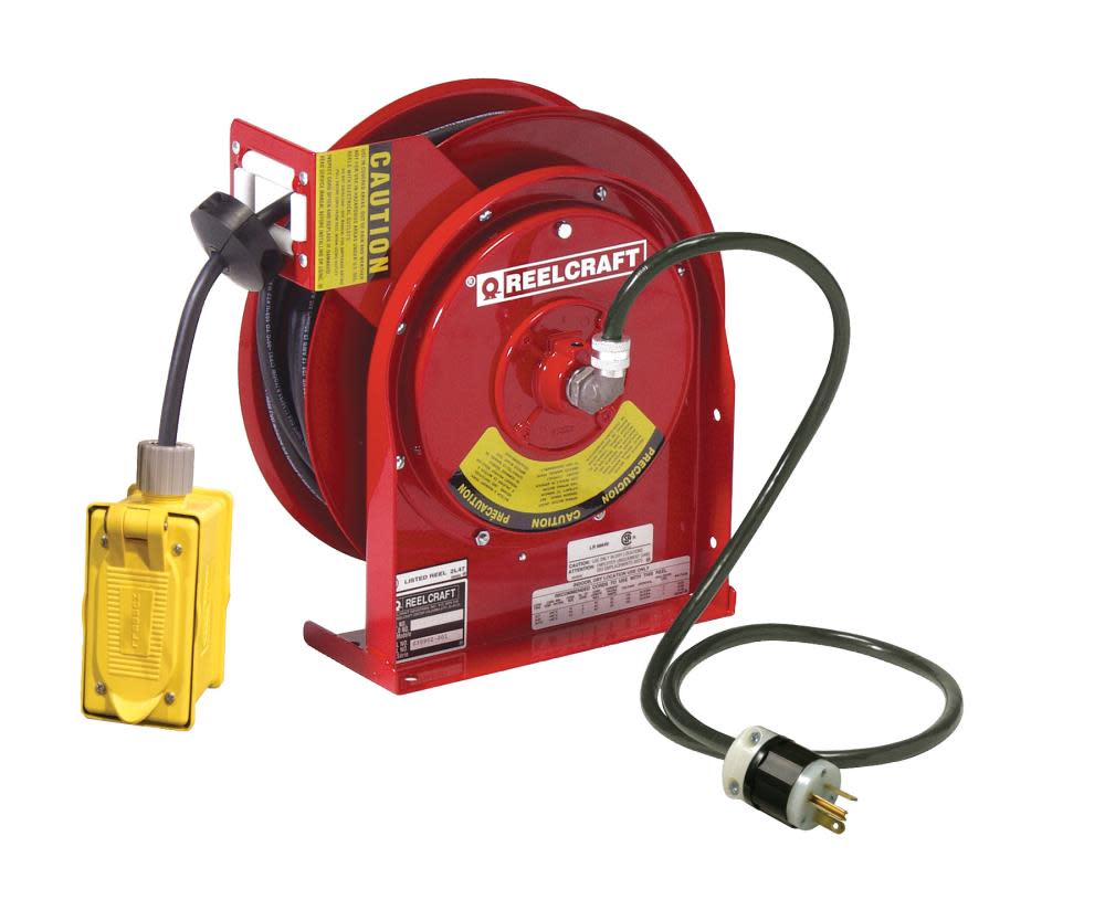 Reelcraft 45′ Duplex Outlet Box with GFCI Power Cord Reel Steel - Flockneti