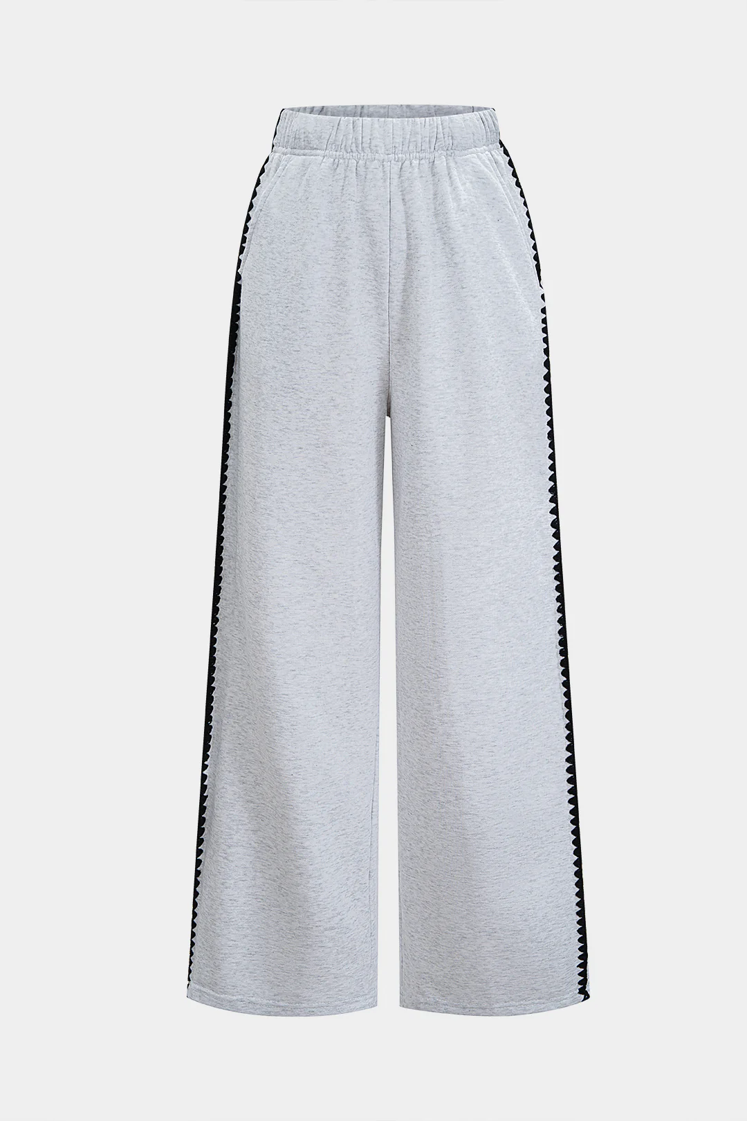 Contrast Binding Shirred Waistband High Waist Pants - Flockneti