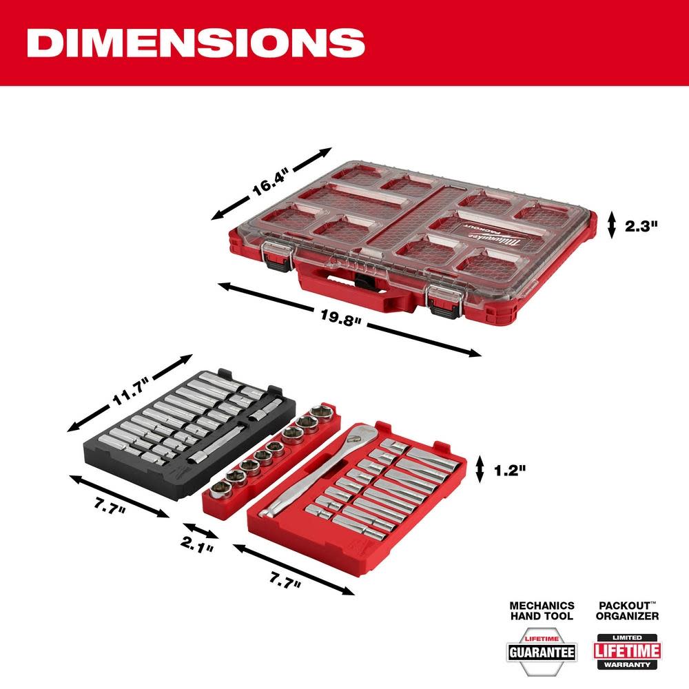Milwaukee PACKOUT Trays for 47pc Ratchet & Socket Set - Flockneti
