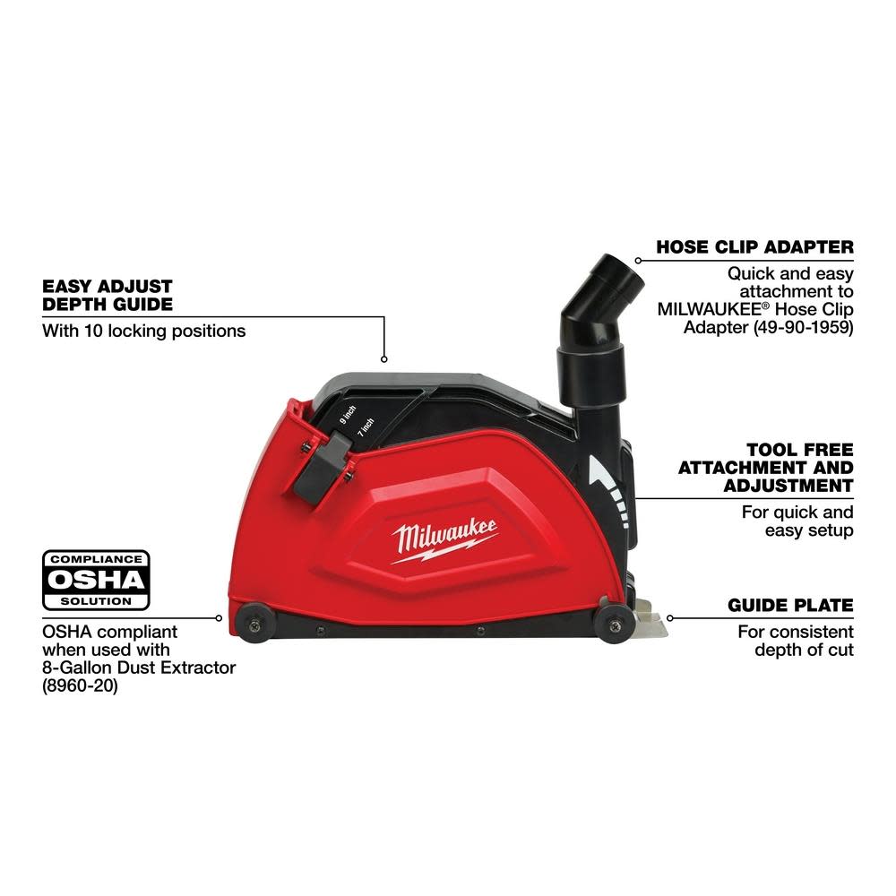 Milwaukee 7 in./ 9 in. Large Angle Grinder Cutting Shroud - Flockneti