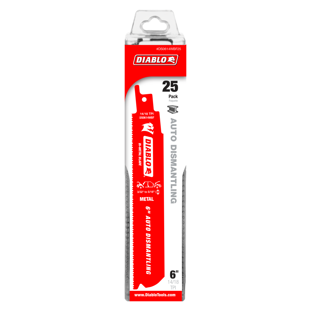Diablo Tools 6″ Bi Metal Reciprocating Blade for Auto Dismantling 25pk - Flockneti