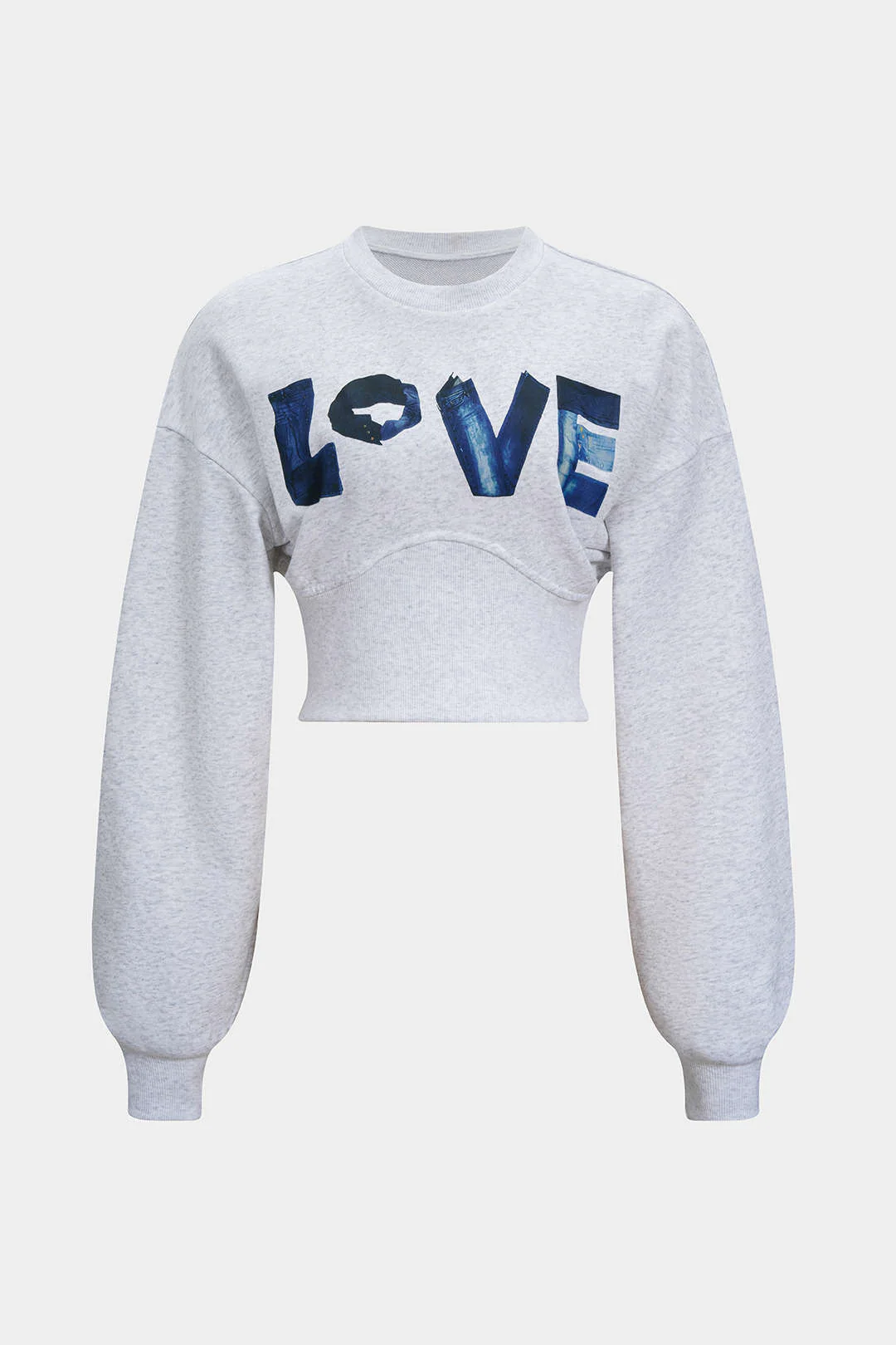 Letter Print  Round Neck Long Sleeve Sweatshirt - Flockneti