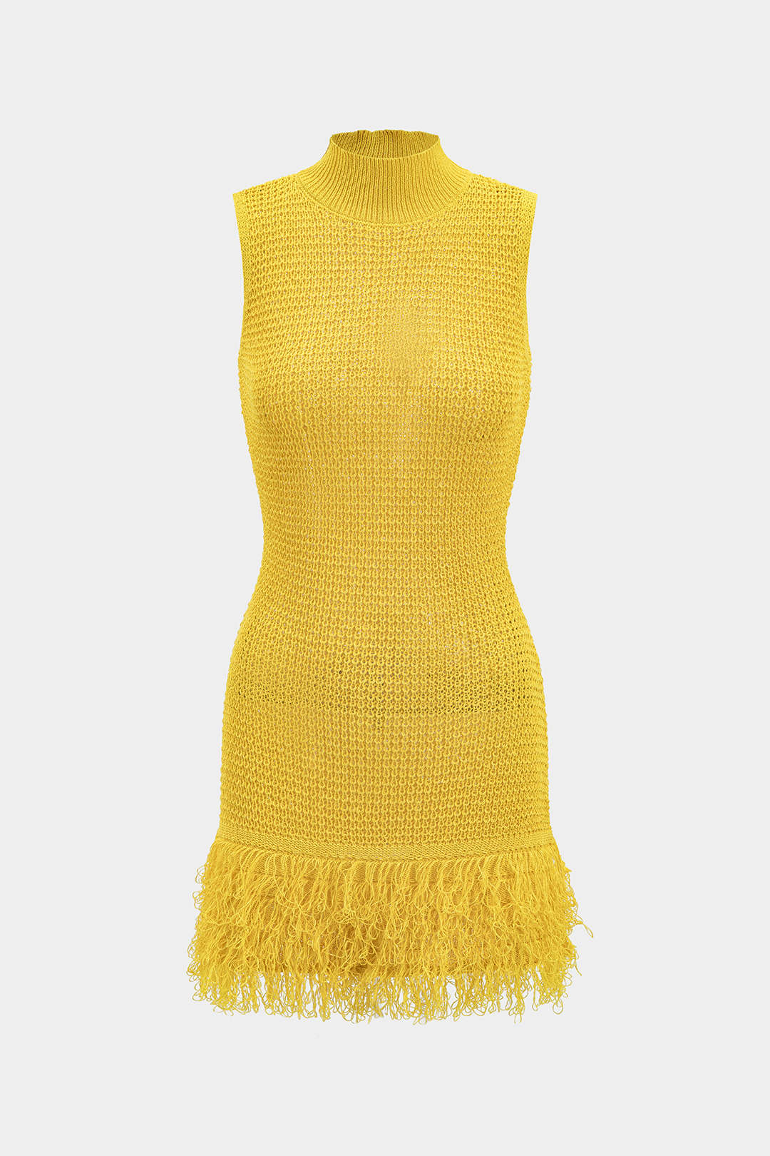 Knit Fringe Sleeveless Dress - Flockneti