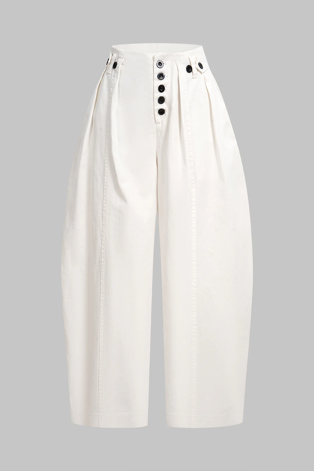 Button High Waist Wide Leg Pants - Flockneti