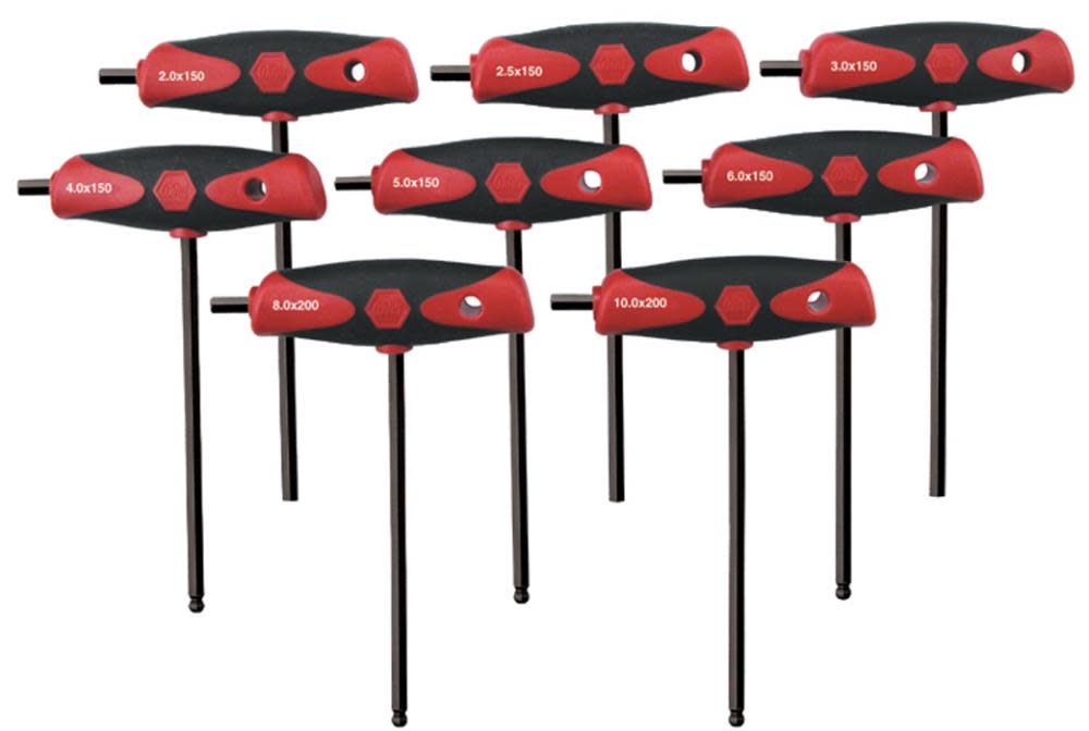Wiha Soft Grip Dual Drive Ball End Metric Hex T-Handle 8 Pc. Set - Flockneti