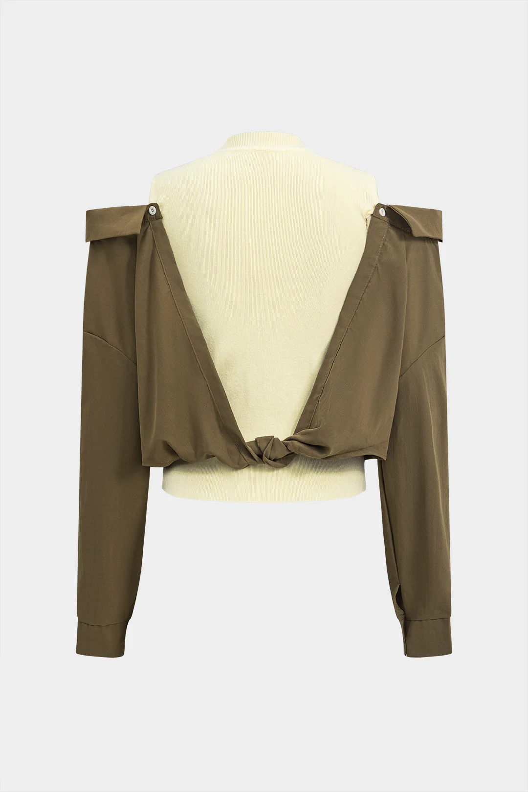 Contrast Patchwork Long-Sleeve Shirt - Flockneti