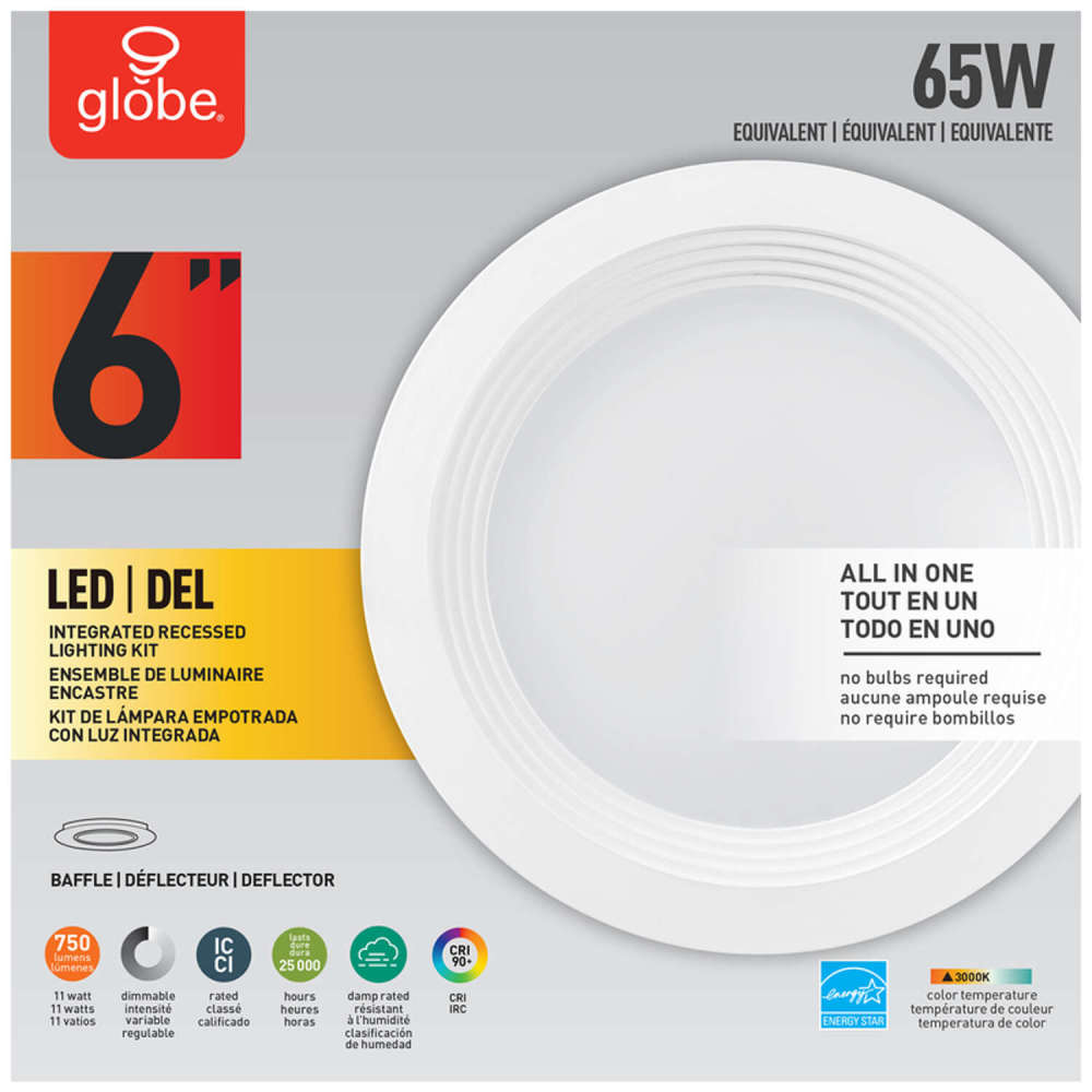 Globe Electric Value Pack Recessed Lighting KitWhite Plastic LED - Flockneti
