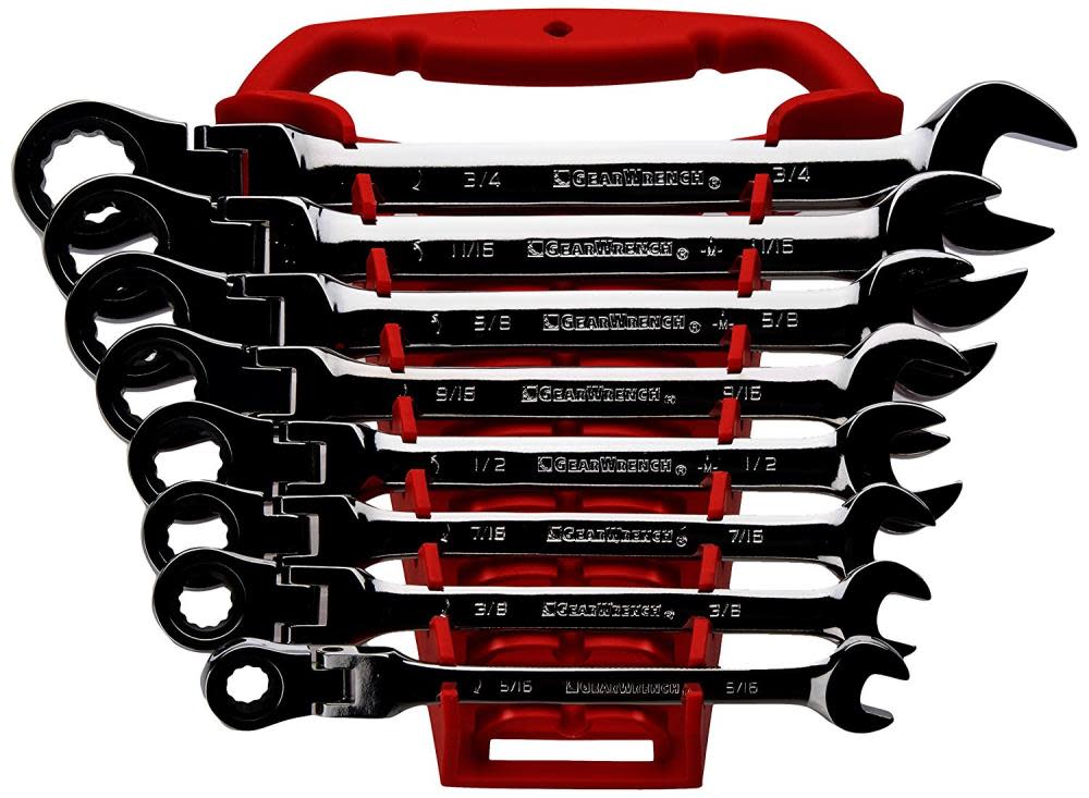 GEARWRENCH 8 pc SAE Flex Combination Ratcheting Wrench Set - Flockneti