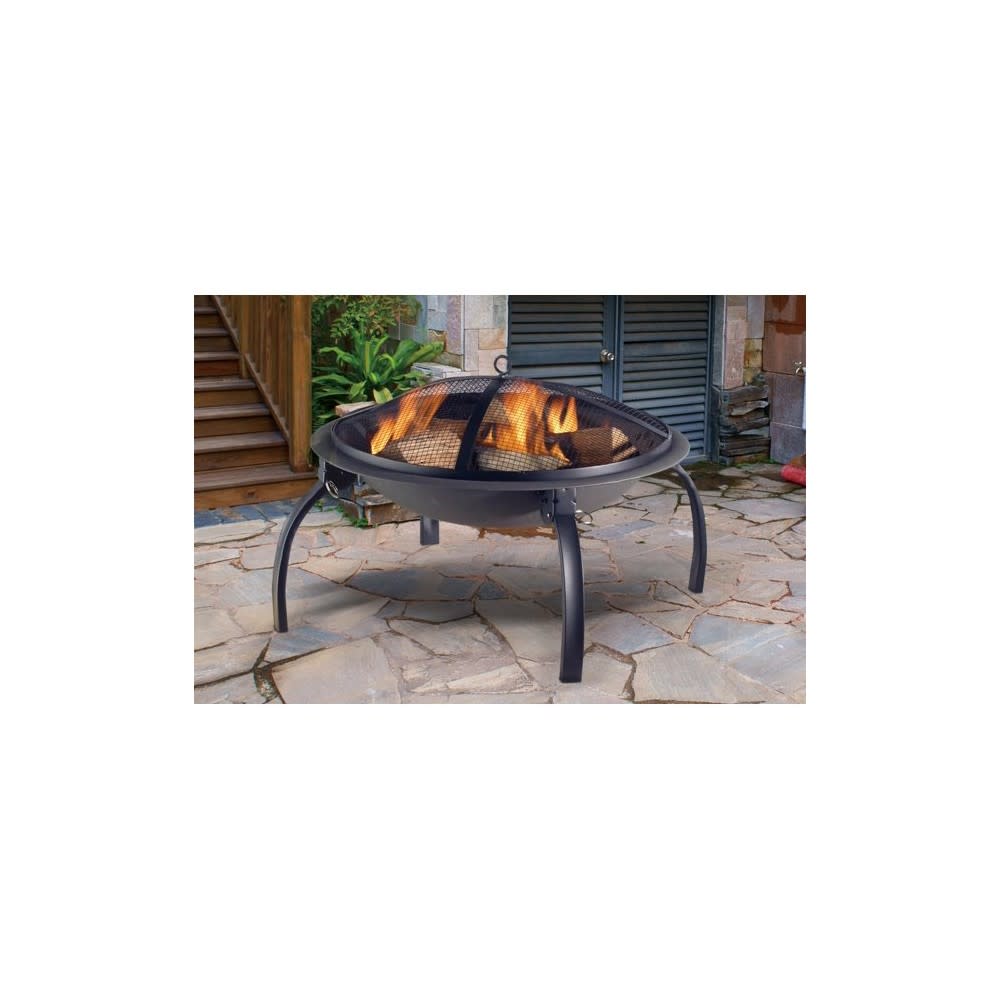 Living Accents Round Wood Fire Pit Black Steel Portable - Flockneti