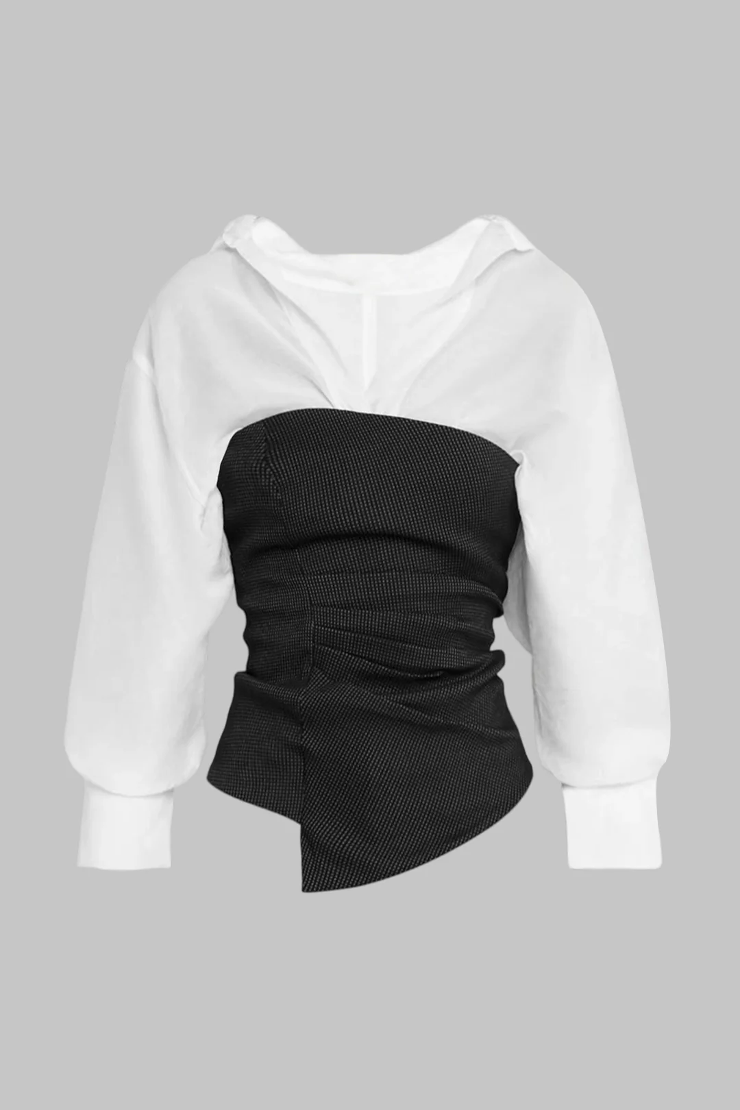 Ruched Asymmetrical Long-Sleeve Shirt - Flockneti