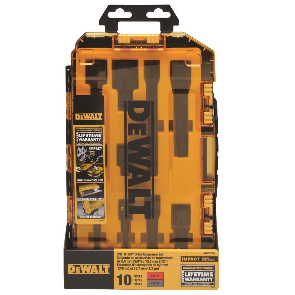 DEWALT Tough Box 10 pc. 3/8 and 1/2 Drive Accessory Set - Flockneti