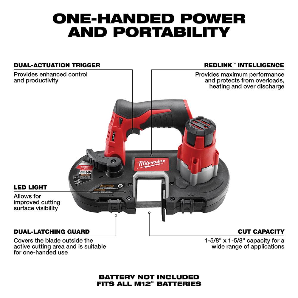 Milwaukee M12 Sub-Compact Band Saw (Tool Only) - Flockneti
