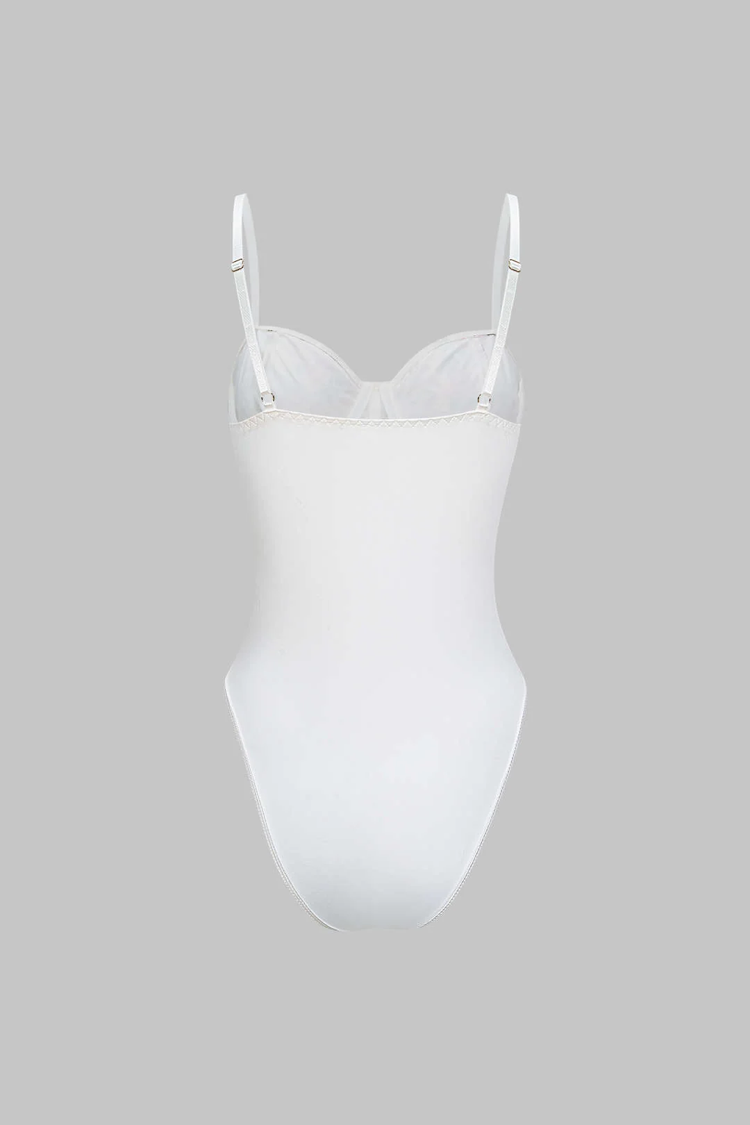 Floral Print Sheer Slip Underwire Sleeveless Bodysuit - Flockneti