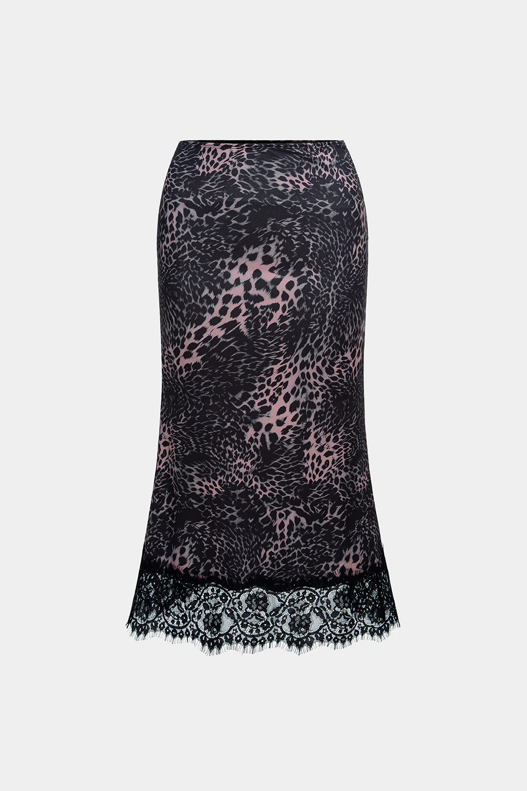 Leopard Print Mesh Patchwork Lace Trim Skirt - Flockneti